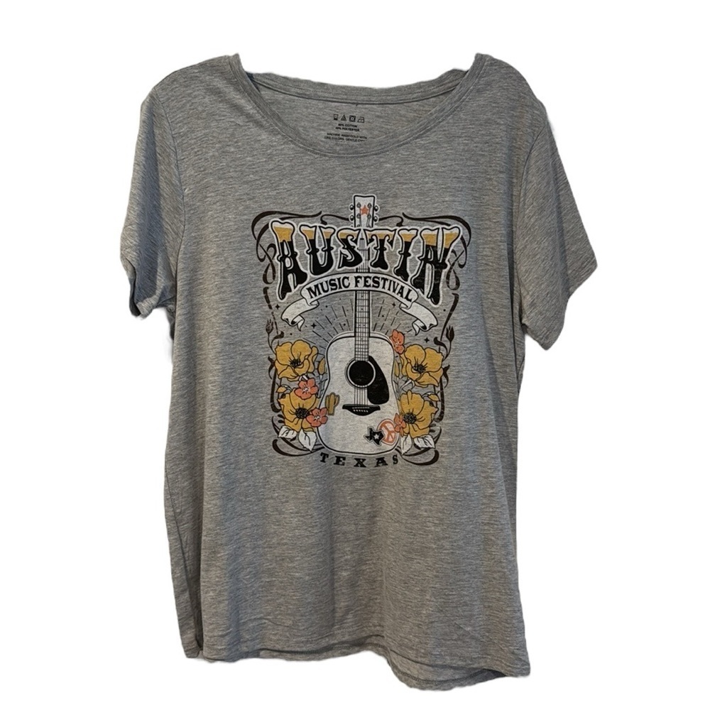 Austin Music Festival Graphic Tee T-shirt short sleeve gray size L